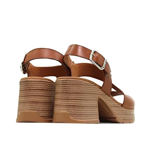 PAULA URBAN - 25-545 Cuero - Sandalia de piel, con tacón, hebilla, suela de goma, para: Mujer